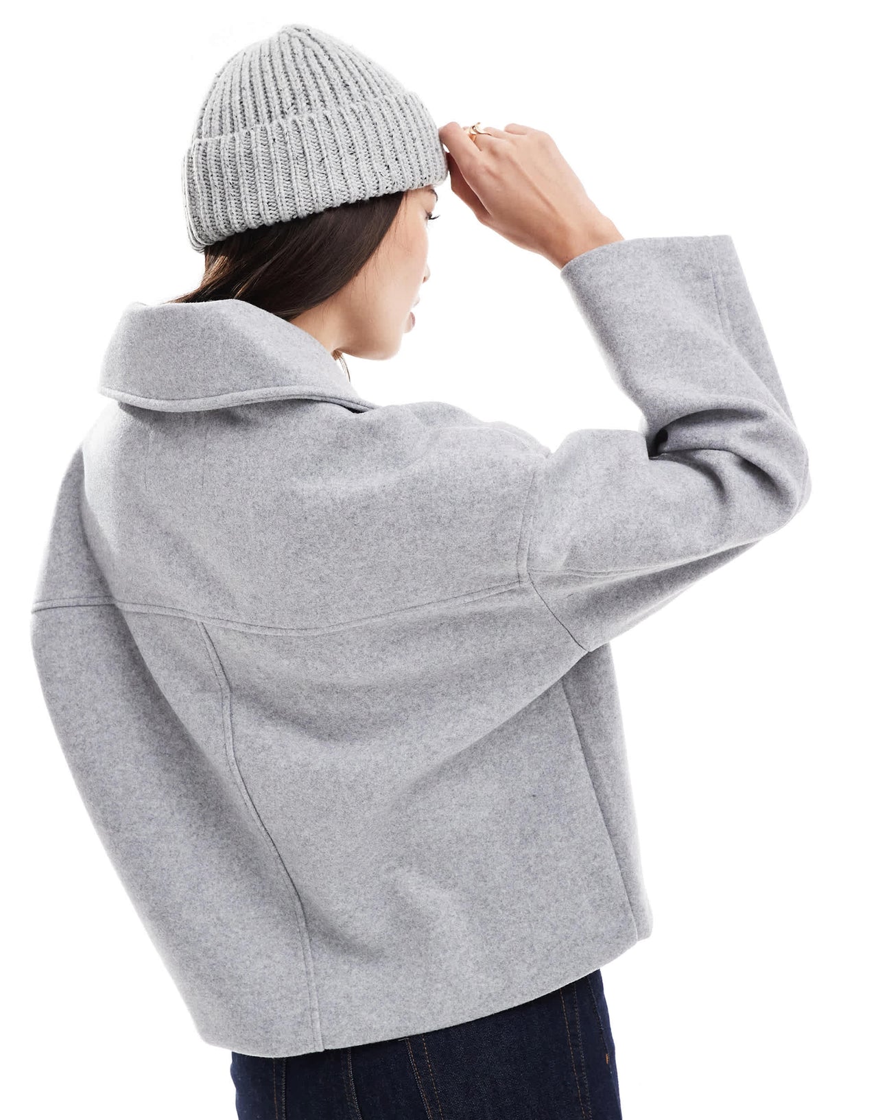 Stradivarius button down wool look jacket in grey
