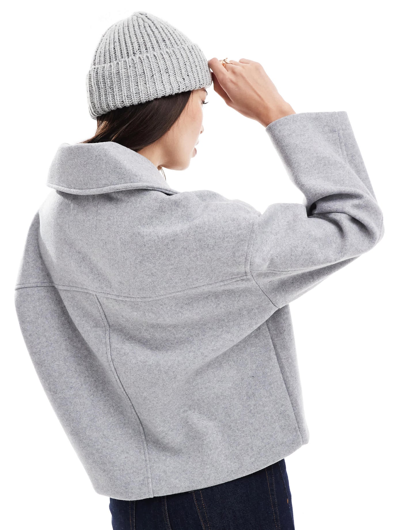 Stradivarius button down wool look jacket in grey