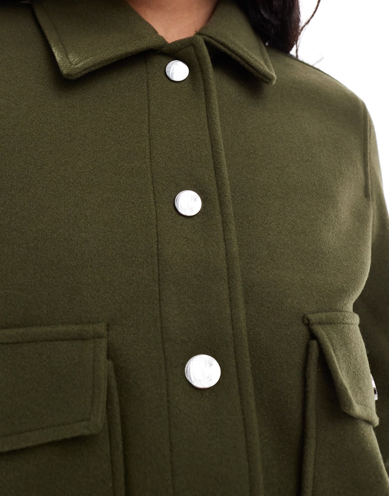 Stradivarius boxy wool look jacket in green