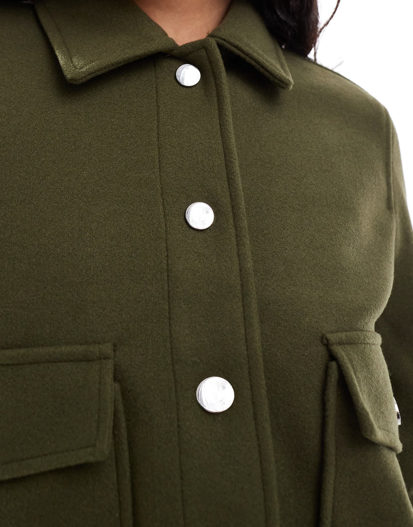 Stradivarius boxy wool look jacket in green