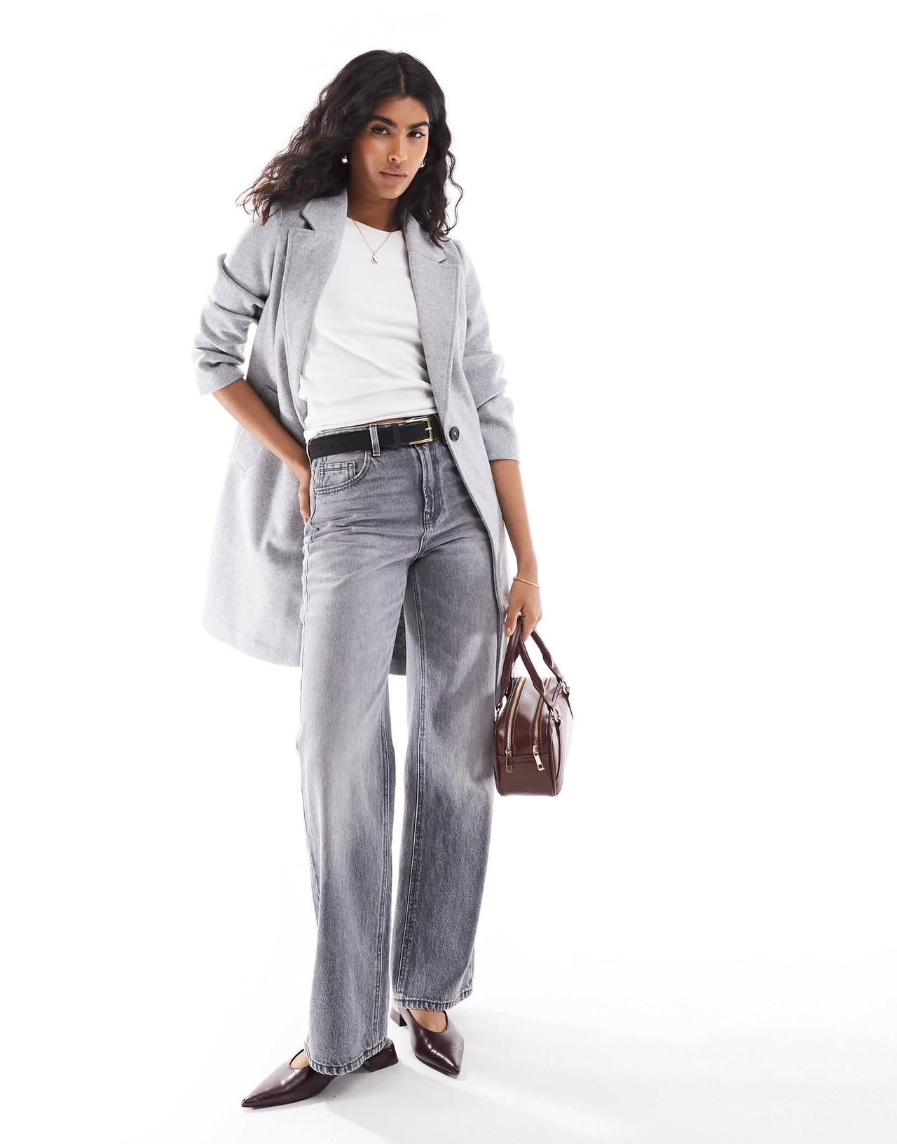 Stradivarius wool look jacket in grey