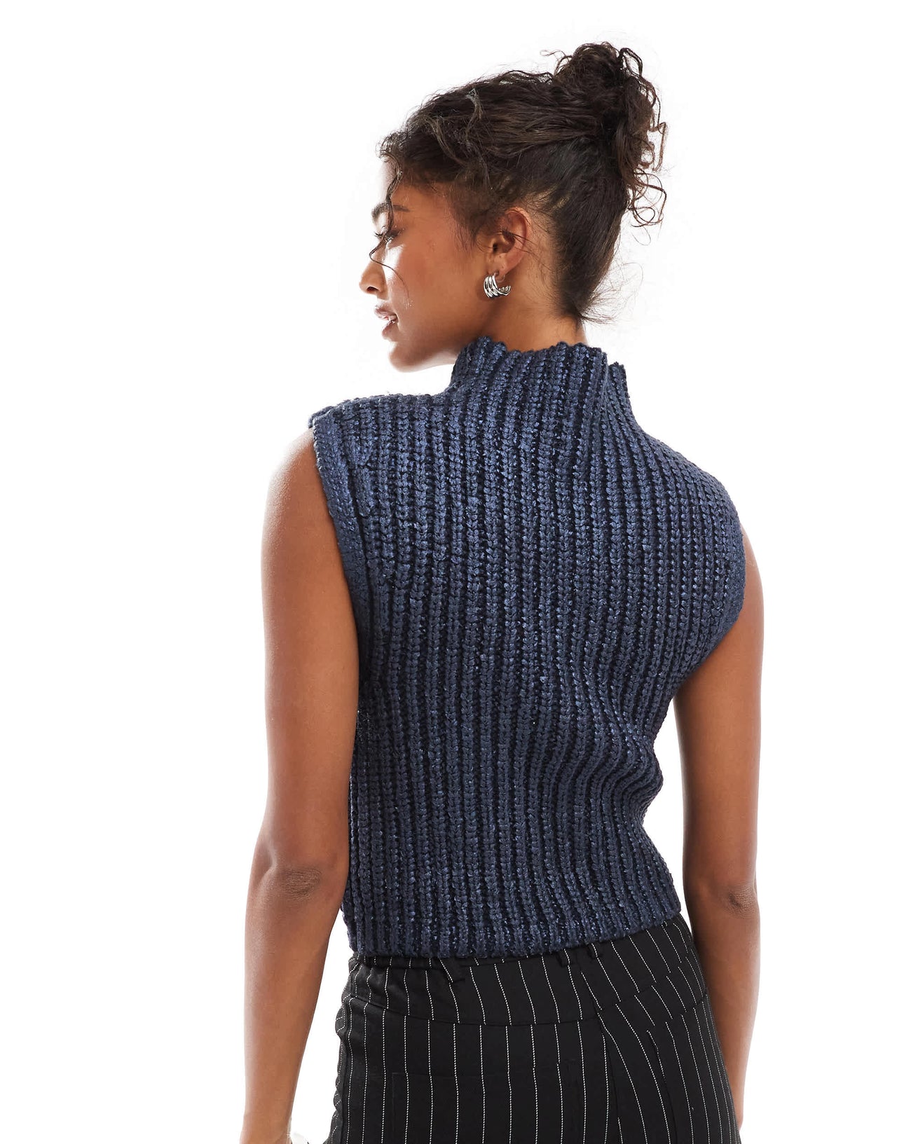ASOS DESIGN metallic knitted high neck tank