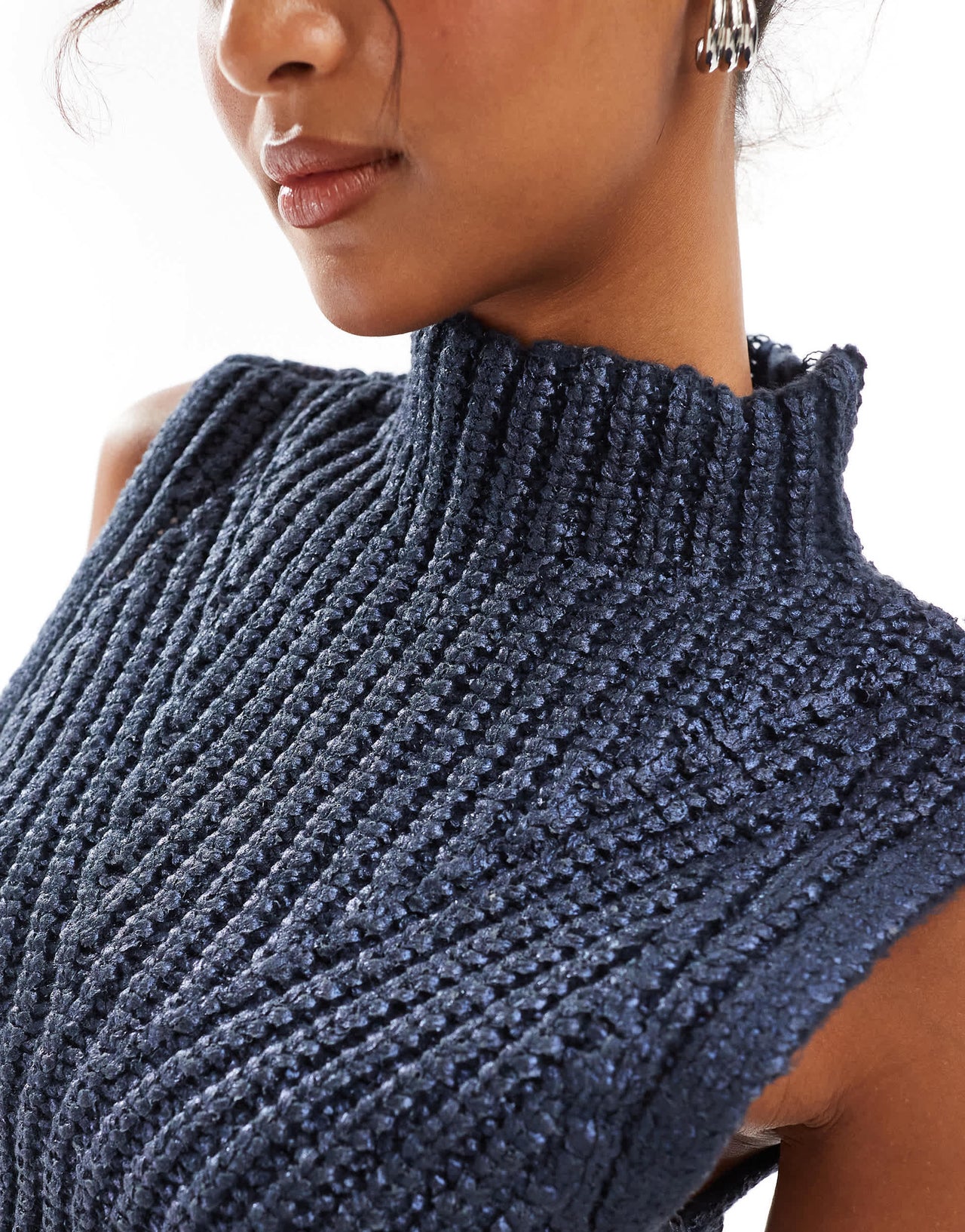 ASOS DESIGN metallic knitted high neck tank