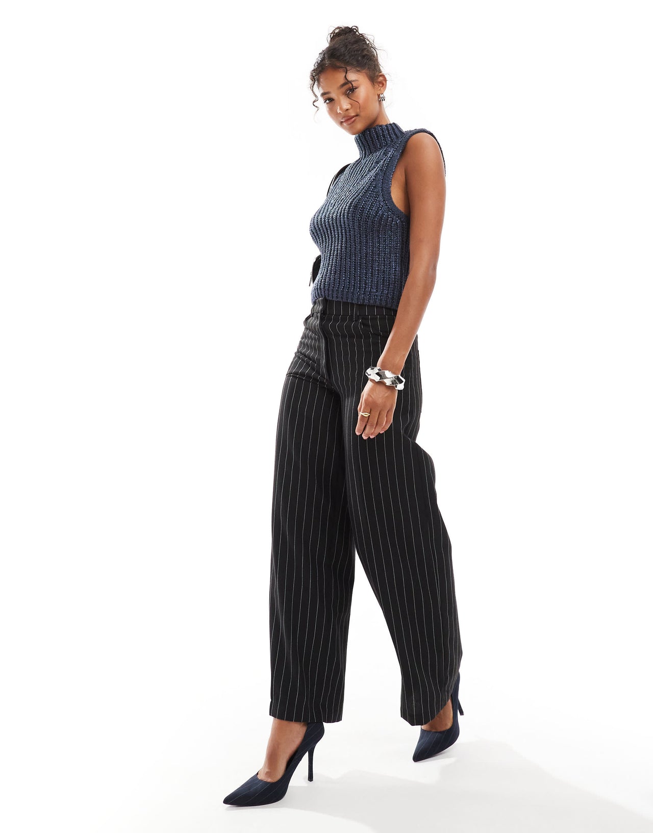 ASOS DESIGN metallic knitted high neck tank