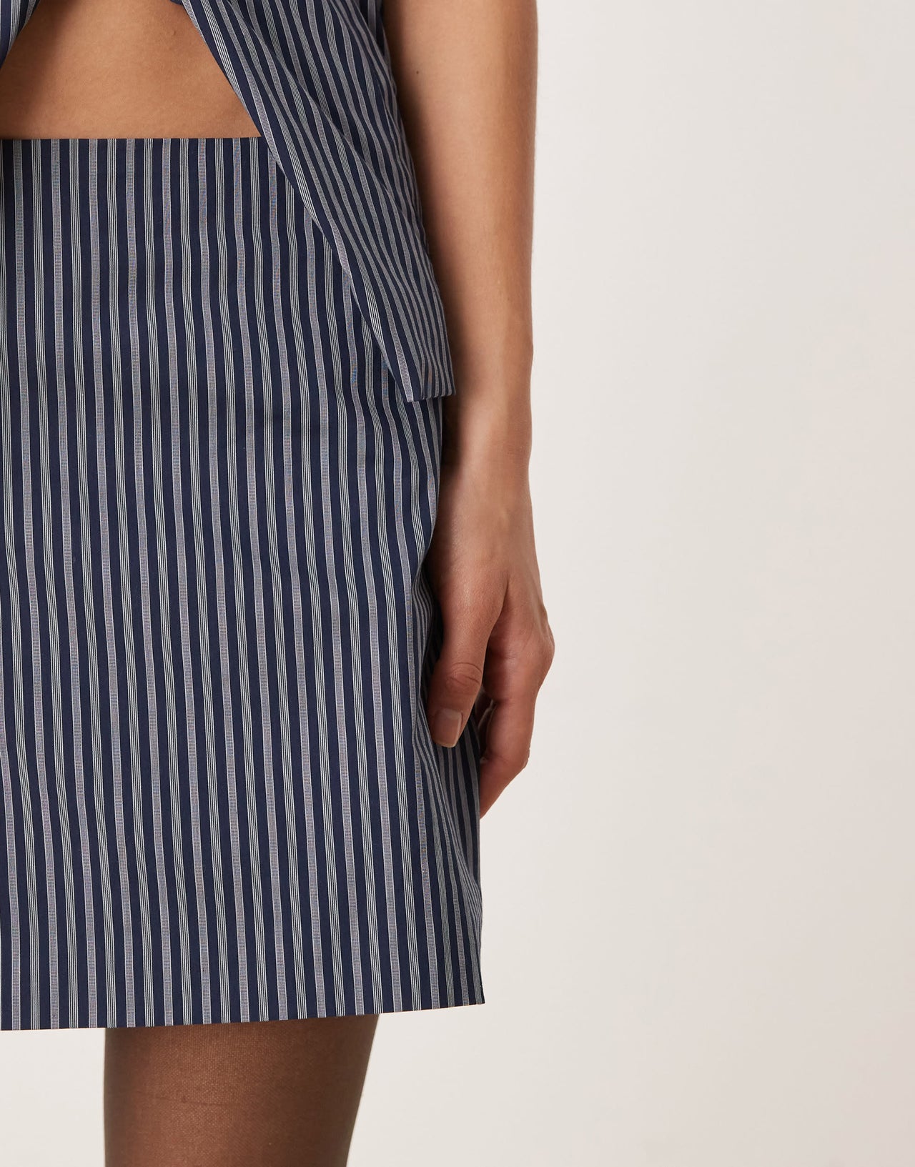 Glamorous low rise mini skirt in dark navy stripe co-ord