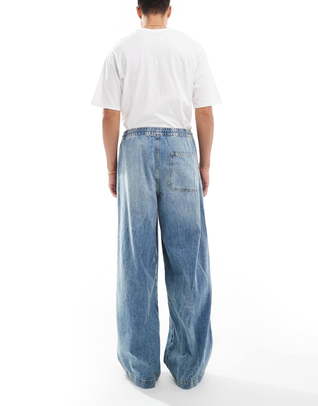 ASOS DESIGN loose pull on jean in light wash blue