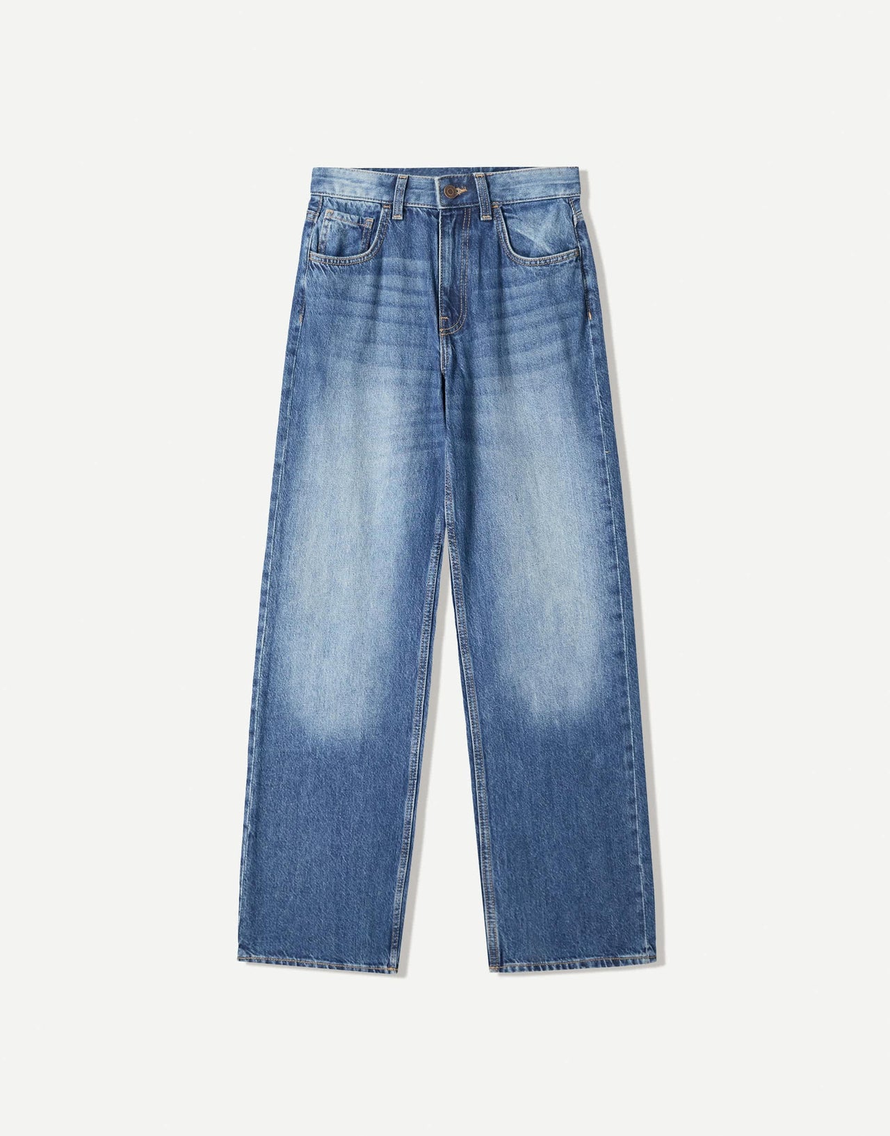 Bershka Petite high waisted 90s wide leg jeans in dark wash