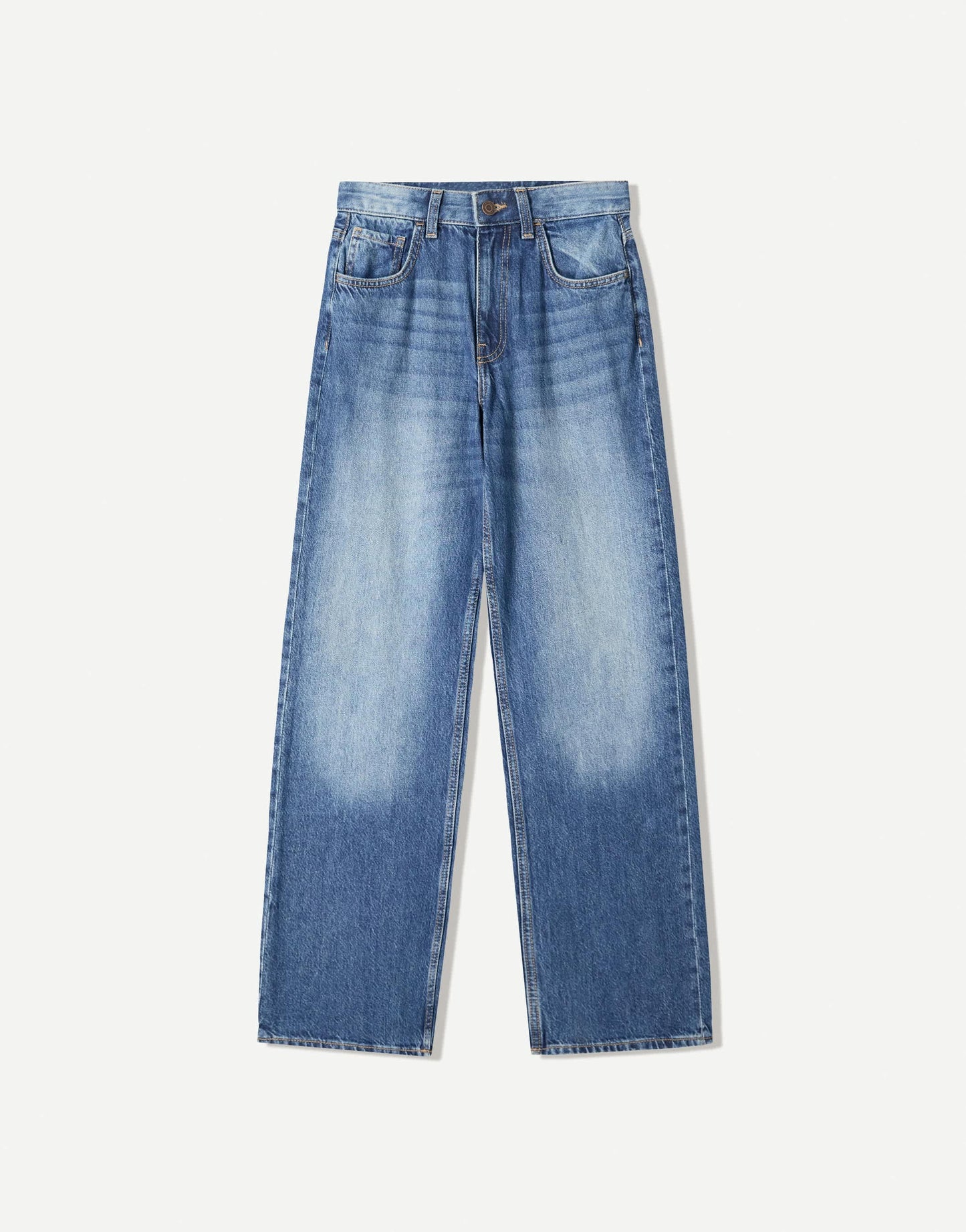 Bershka Petite high waisted 90s wide leg jeans in dark wash