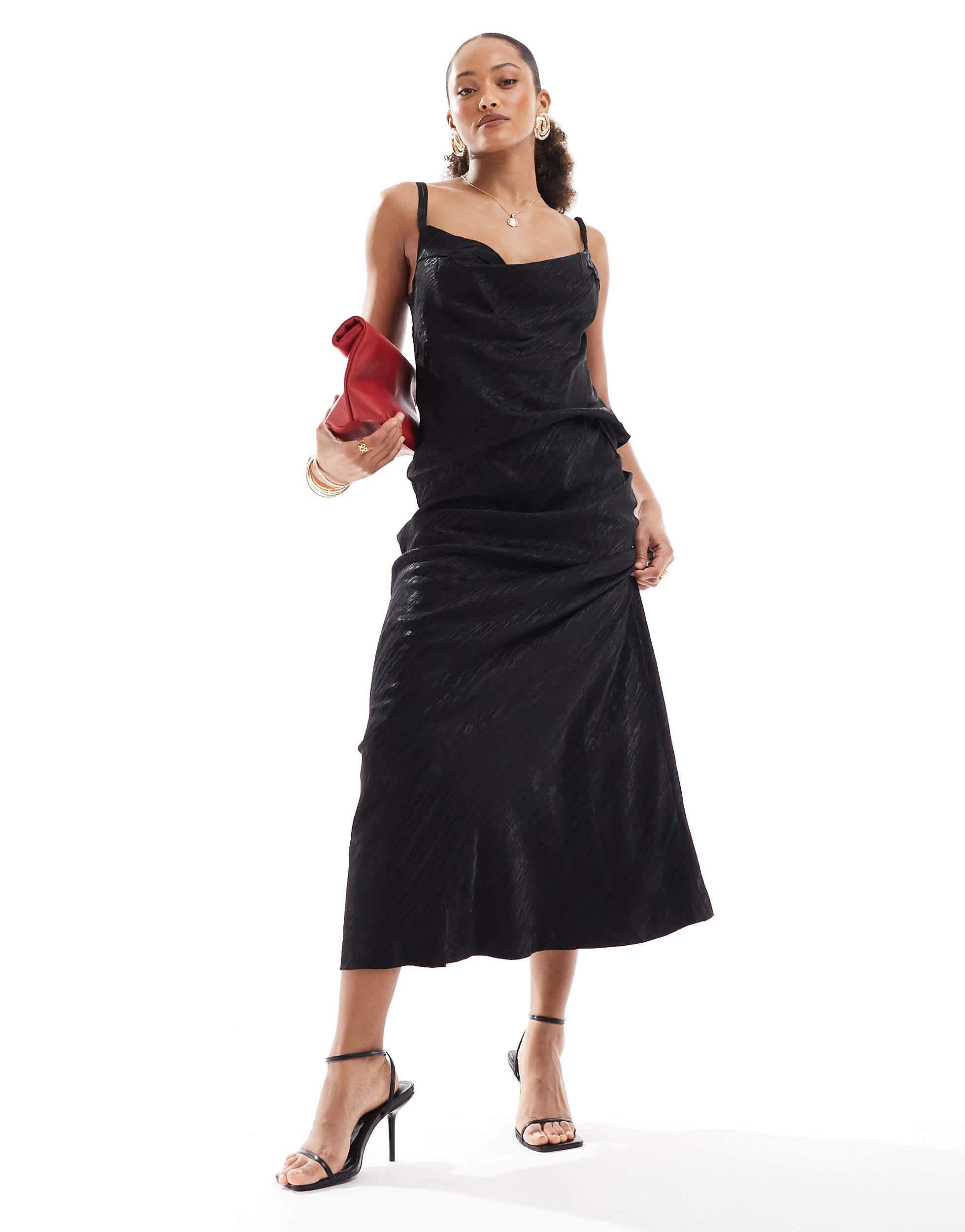 Object jacquard maxi skirt co-ord in black