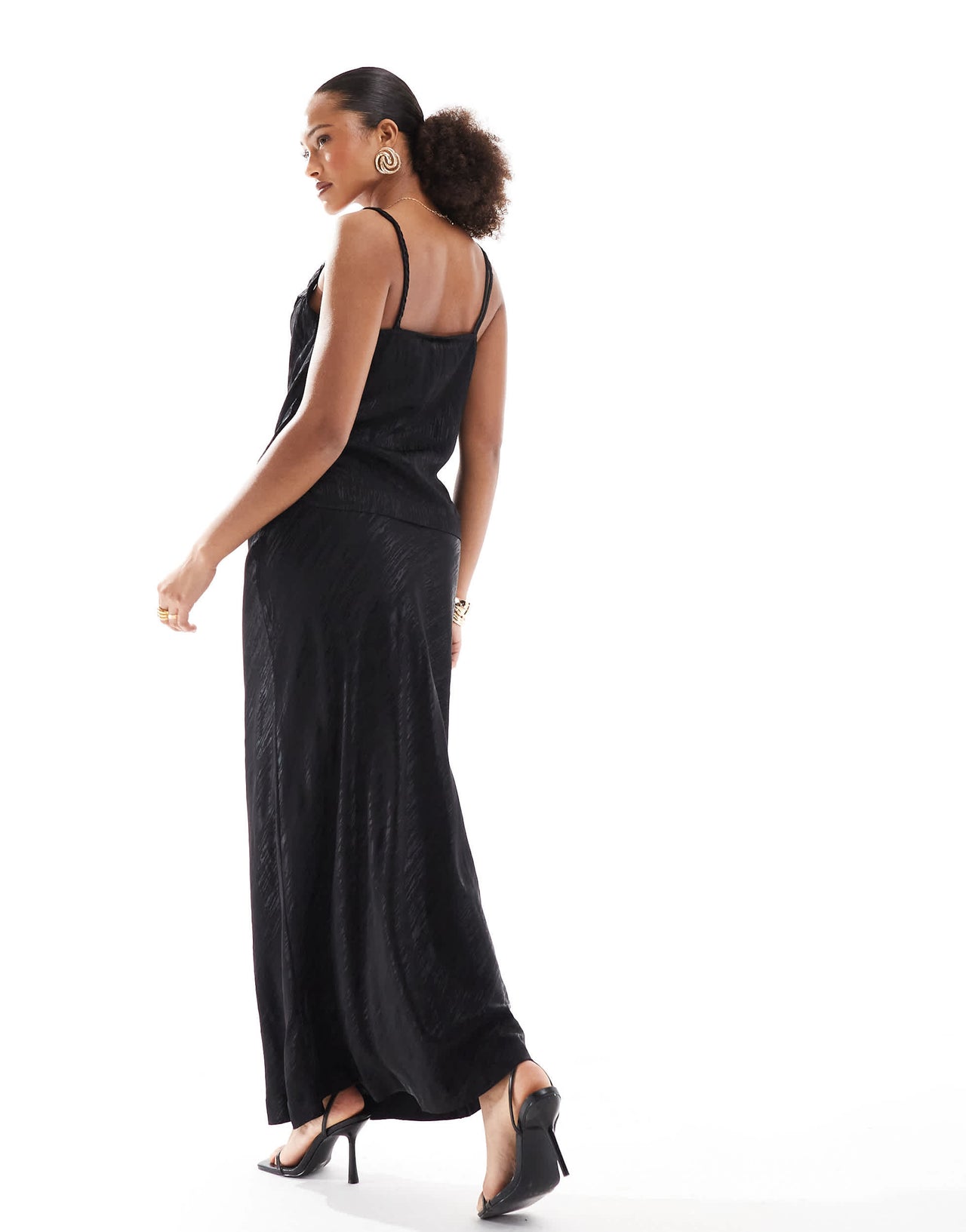 Object jacquard maxi skirt co-ord in black