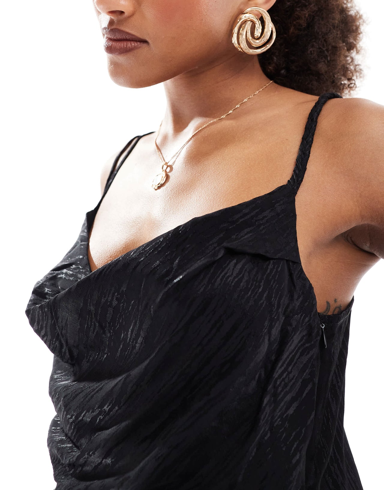 Object jacquard cami top co-ord in black