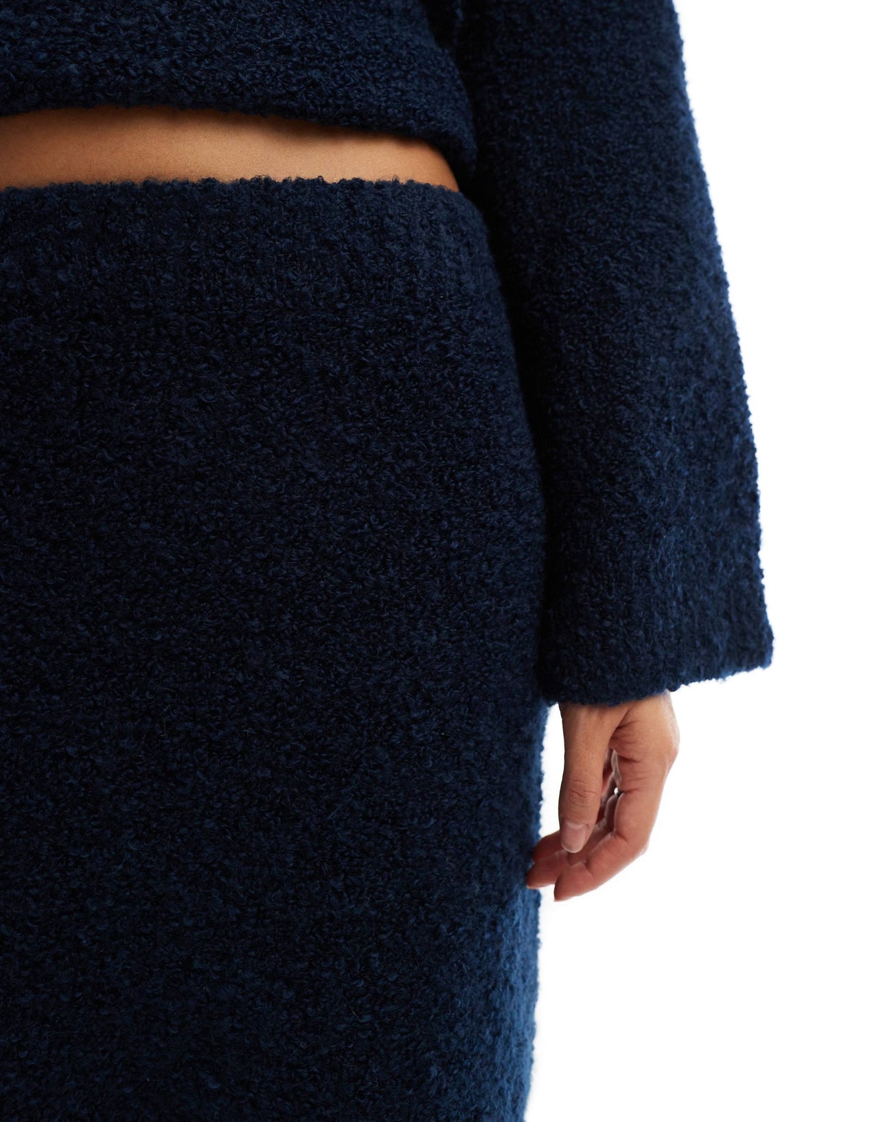 Object boucles knitted mini skirt co-ord in navy