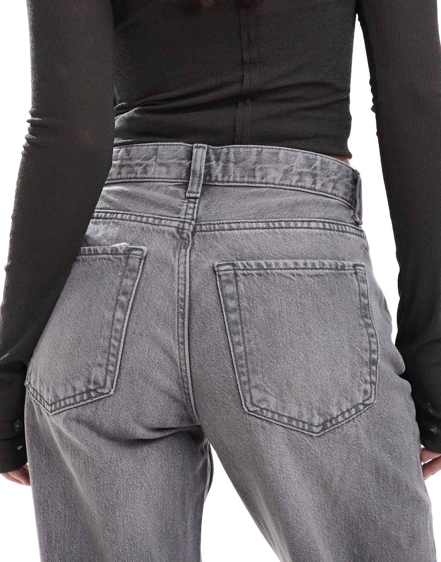 Bershka high waisted 90s wide leg jeans in washed grey