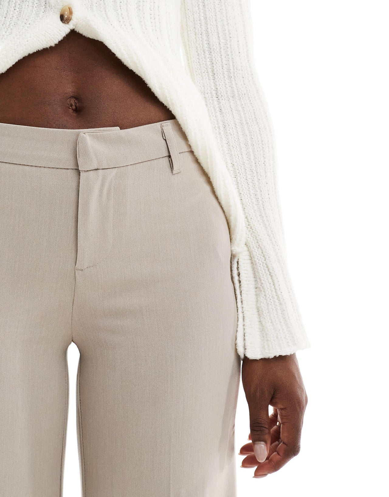 Bershka tailored trouser in beige Melange