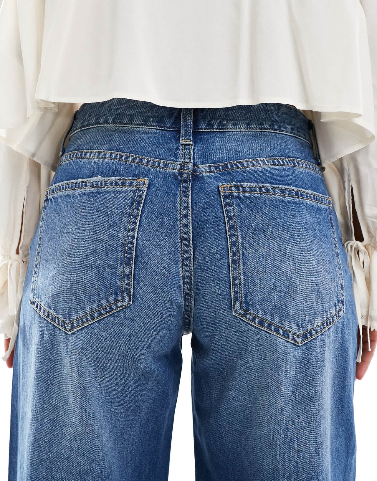 Bershka high waisted wide leg jeans in indigo wash