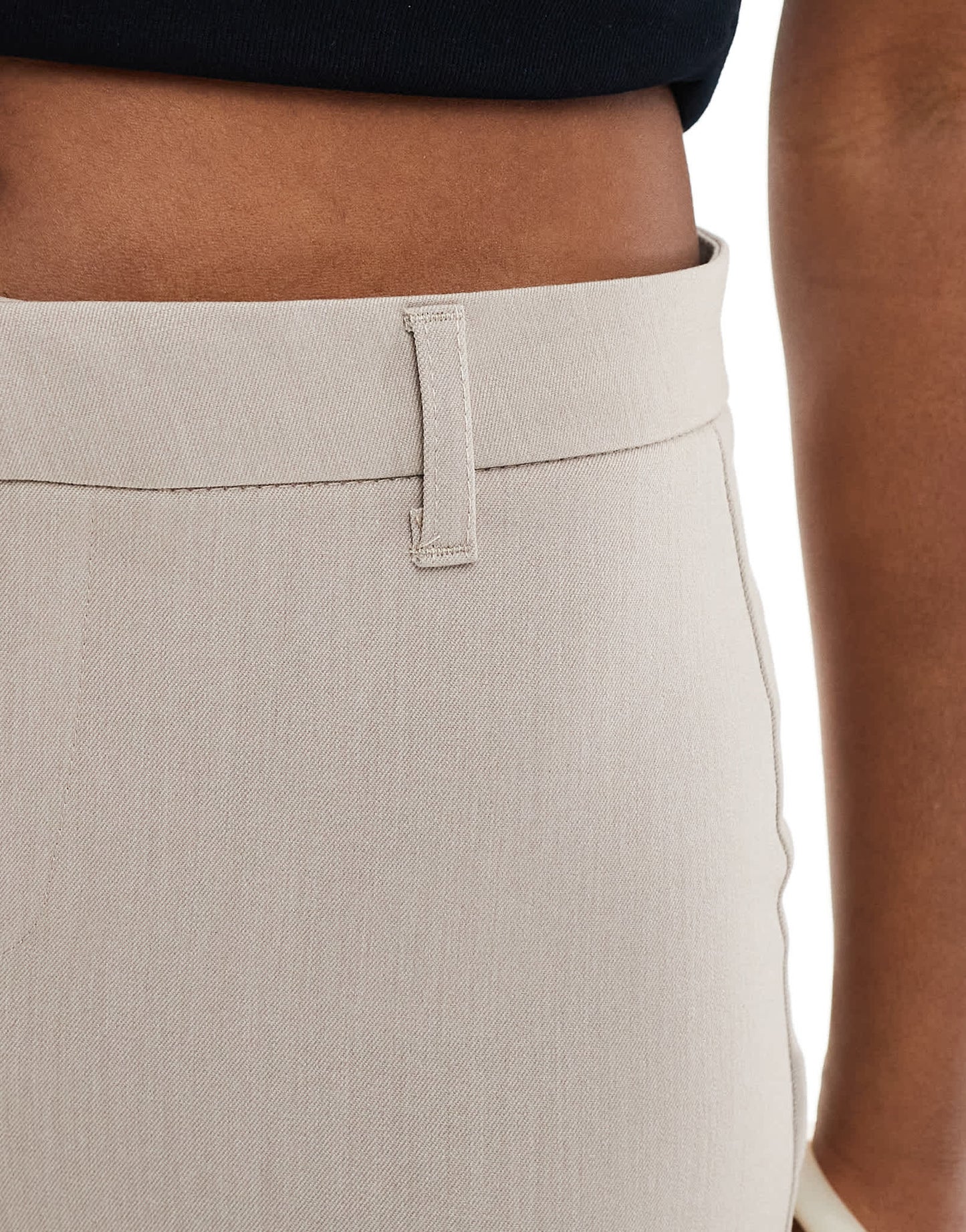 Bershka high waisted tailored trousers in beige melange