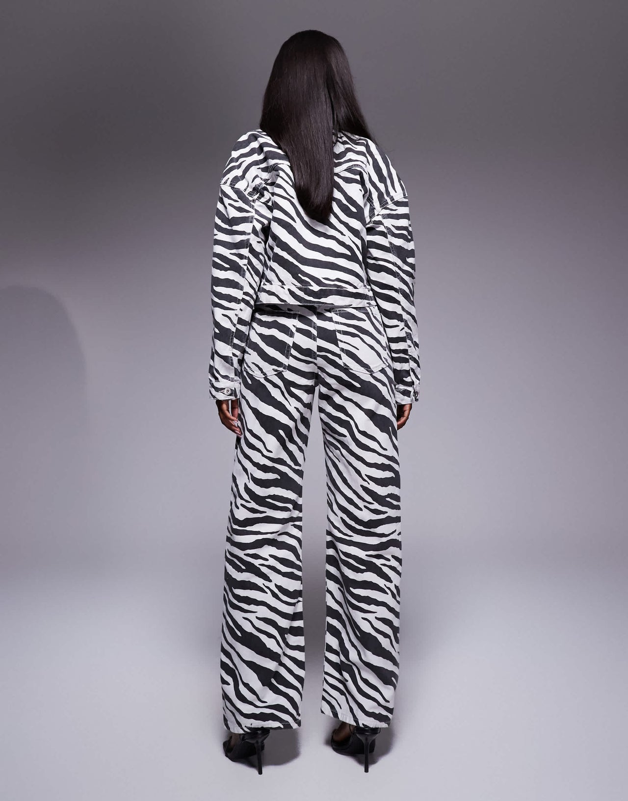 River Island relaxed straight jean co-ord in zebra print