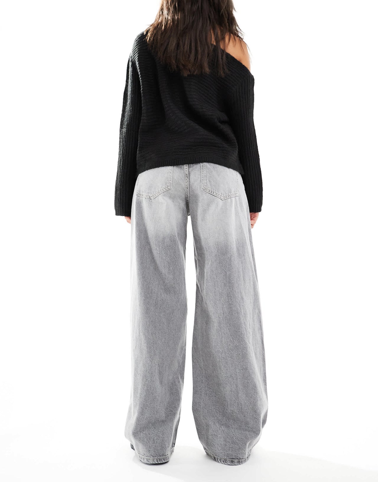 Bershka high waisted wide leg jeans in grey wash