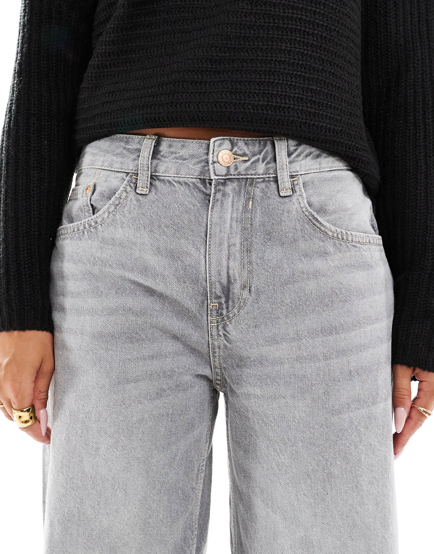 Bershka high waisted wide leg jeans in grey wash