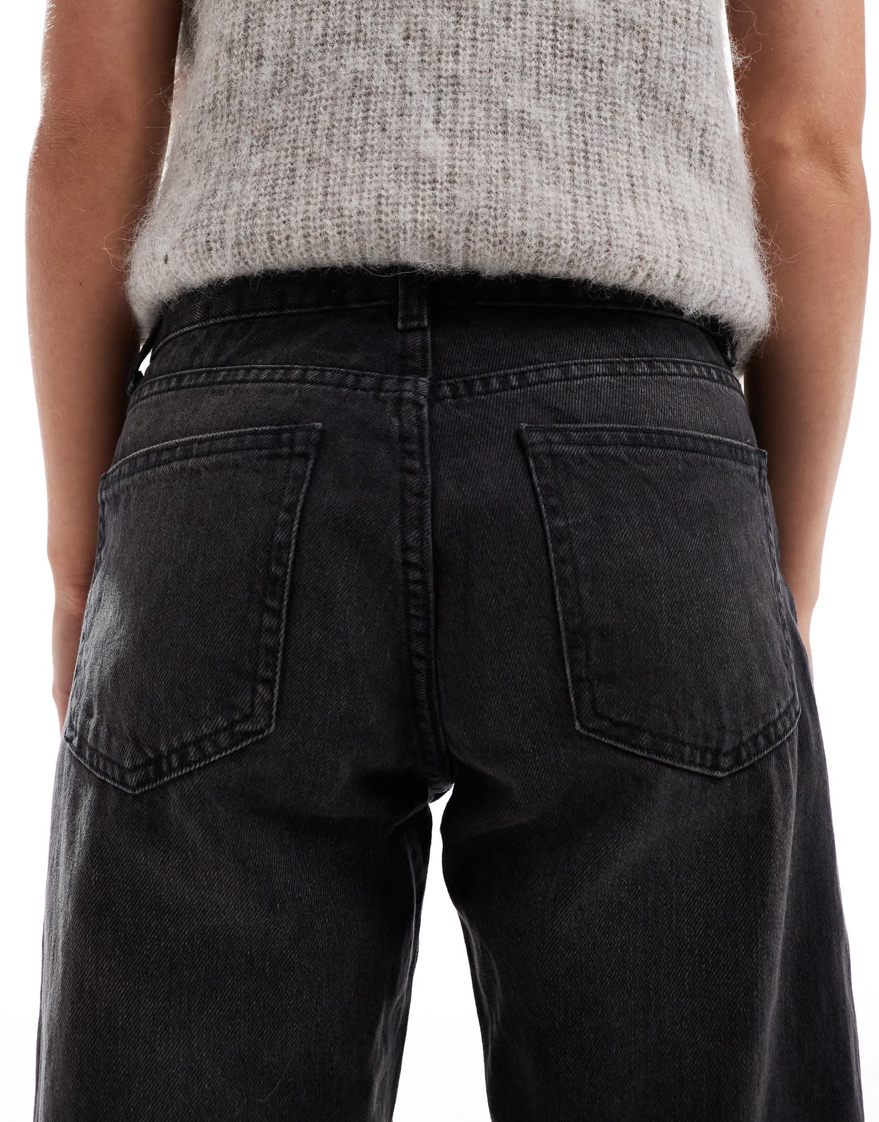 Bershka Petite straight leg jeans in washed black