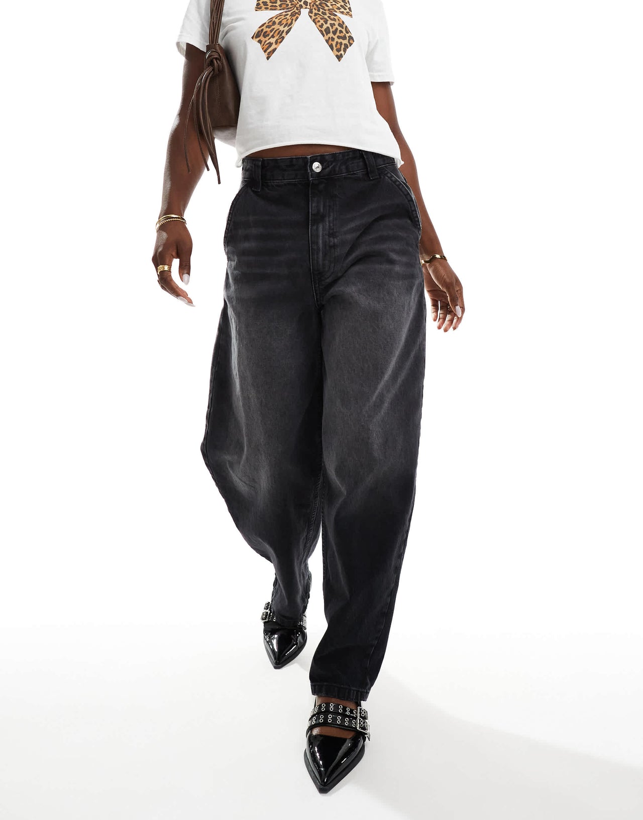 Bershka baggy skater jeans in washed black
