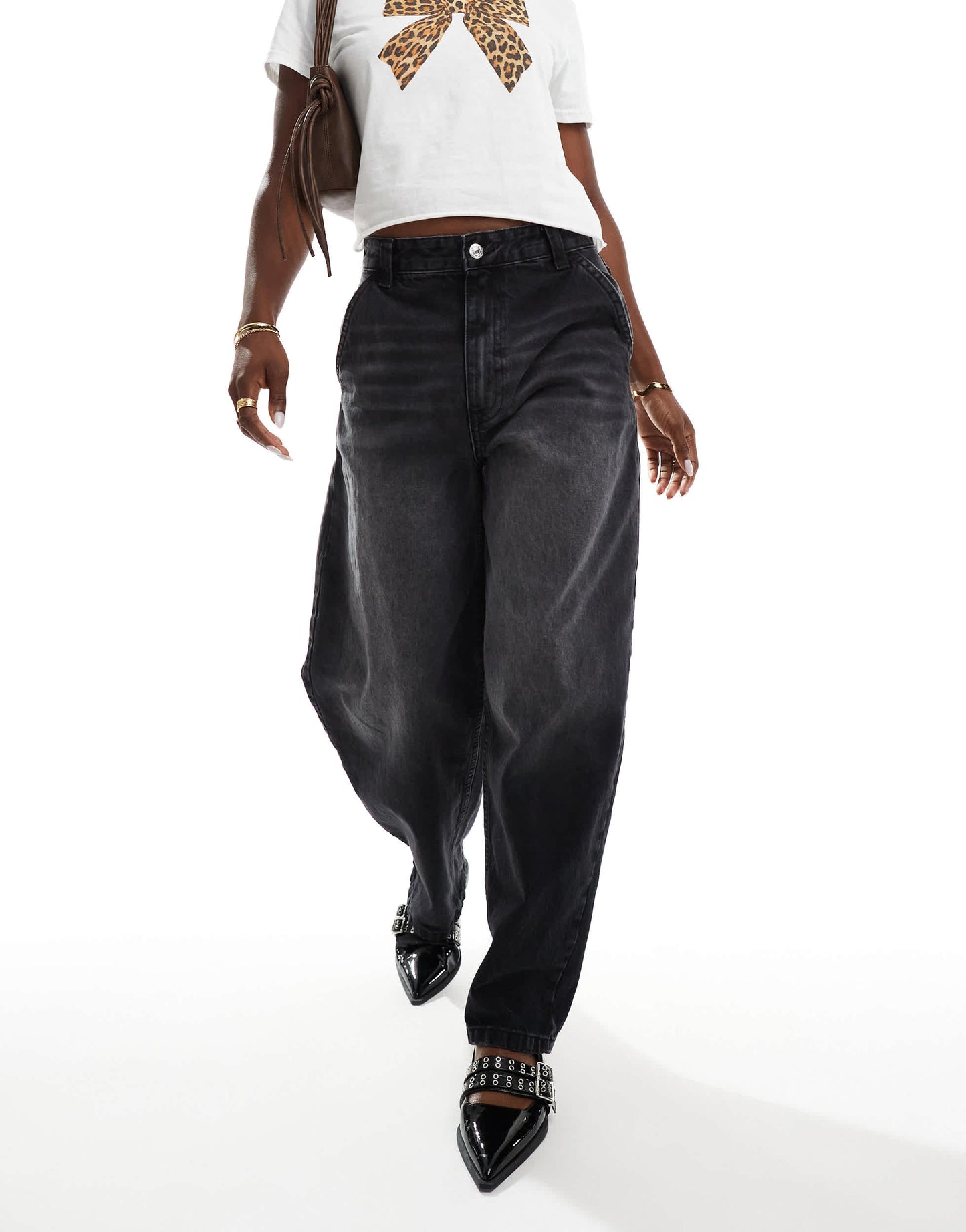 Bershka baggy skater jeans in washed black