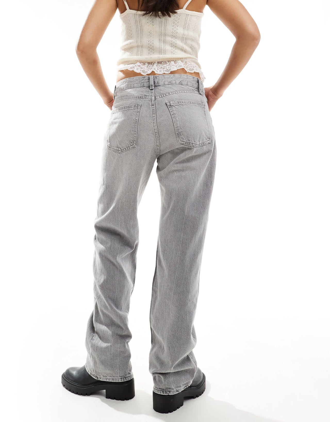 Bershka straight leg jeans in grey