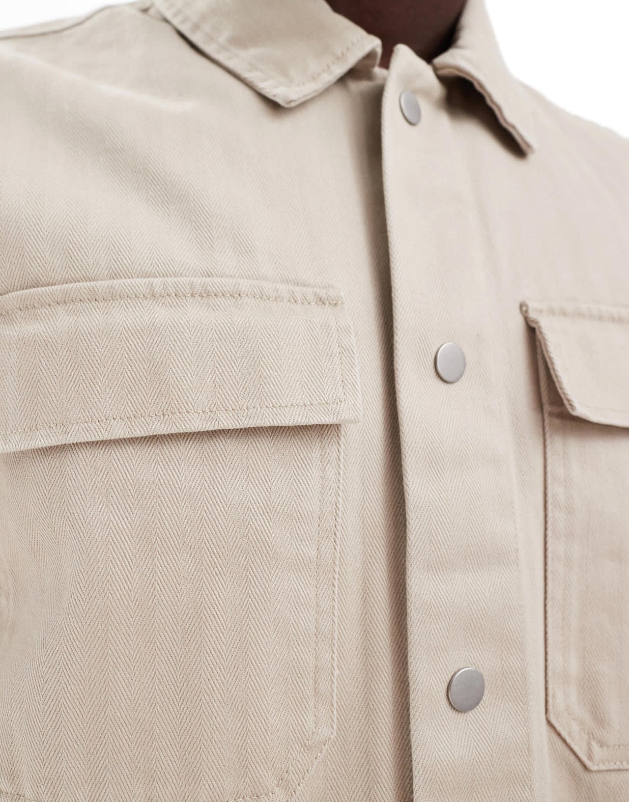 River Island herringbone over shirt in stone