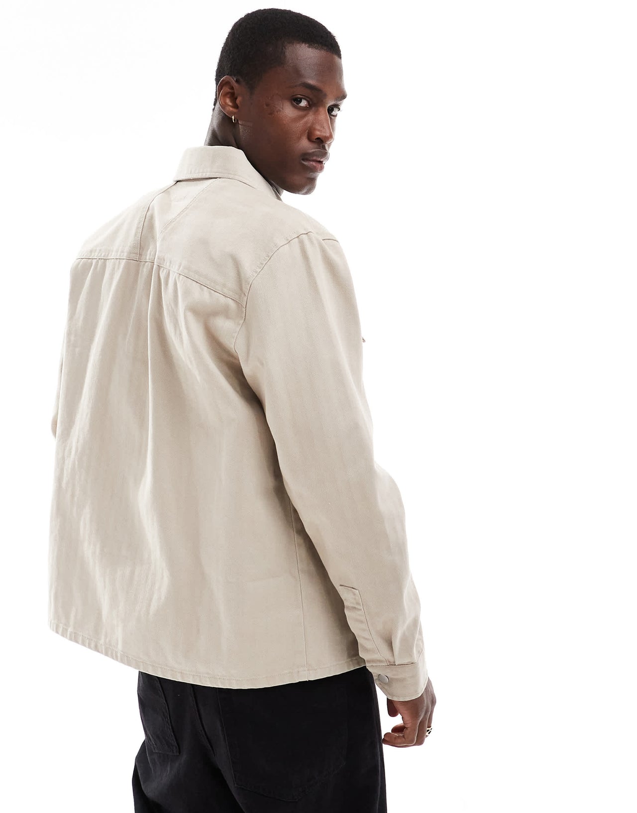 River Island herringbone over shirt in stone