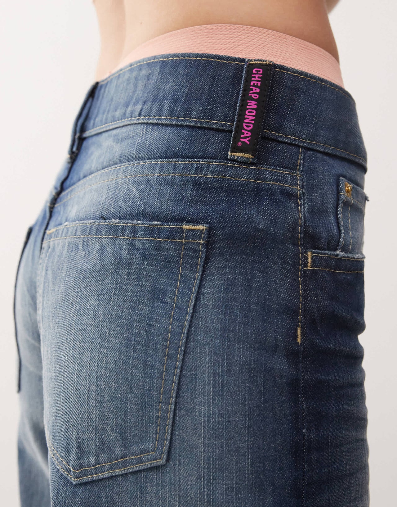 Cheap Monday Poser mid rise wide leg skater jeans in star dark wash blue