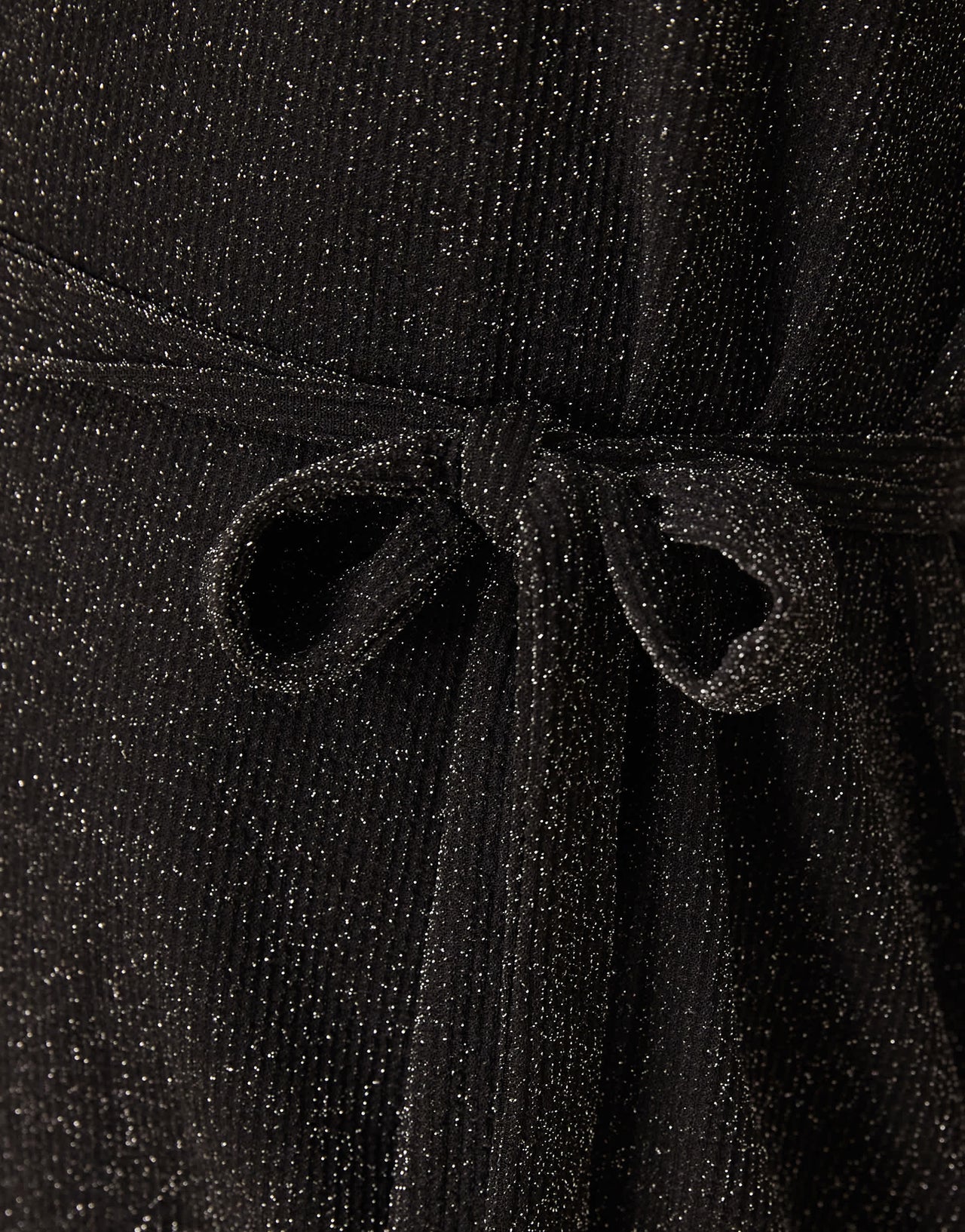 Vila tie waist dress in black glitter