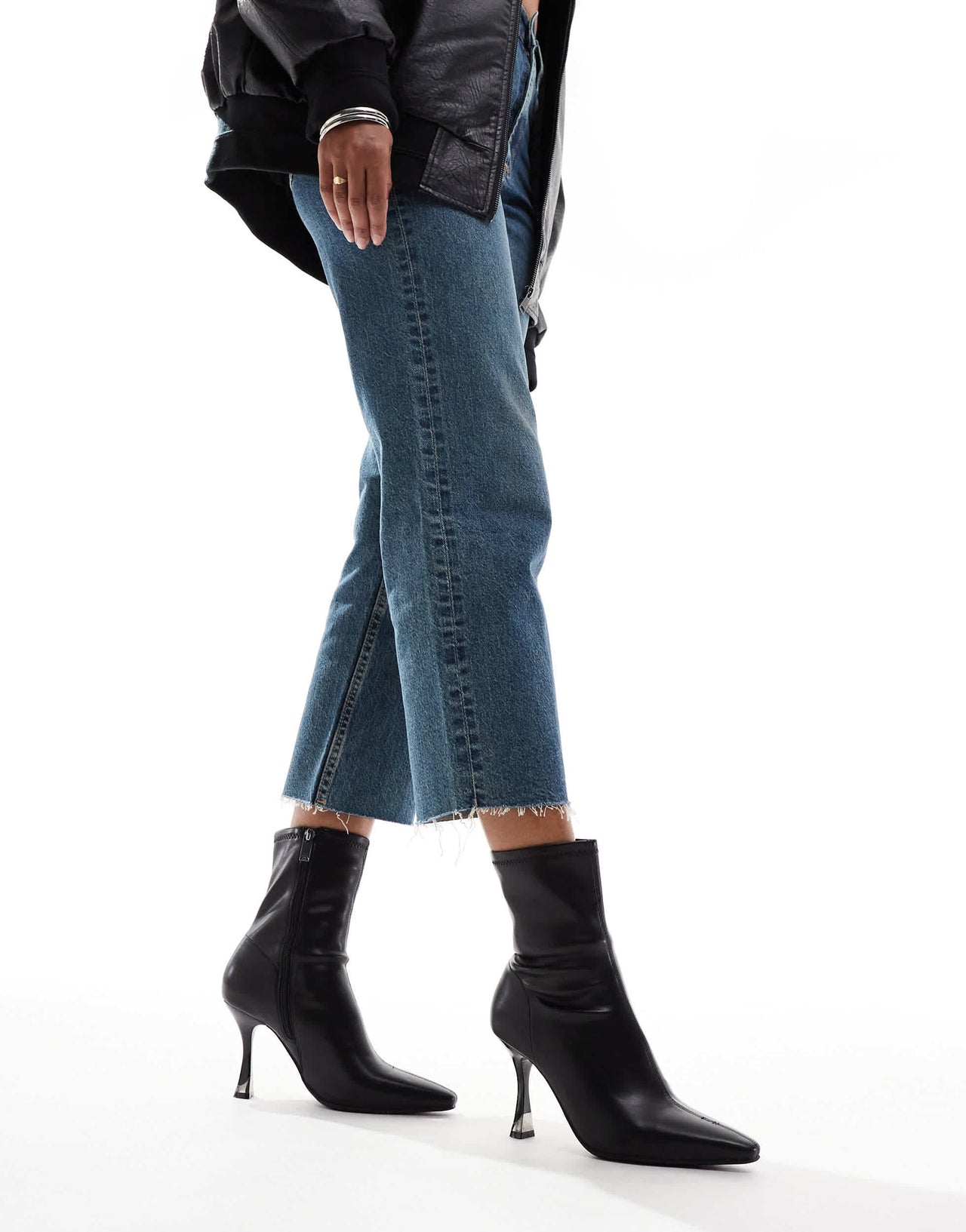 River Island heeled boot in black