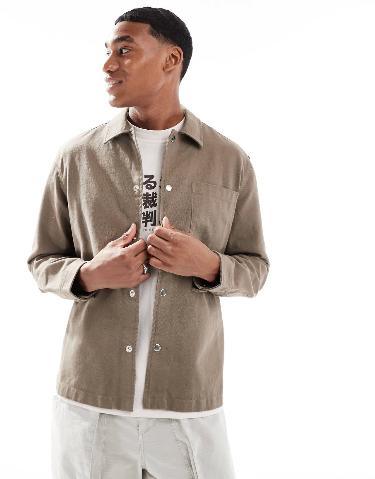 New Look twill overshirt in mink