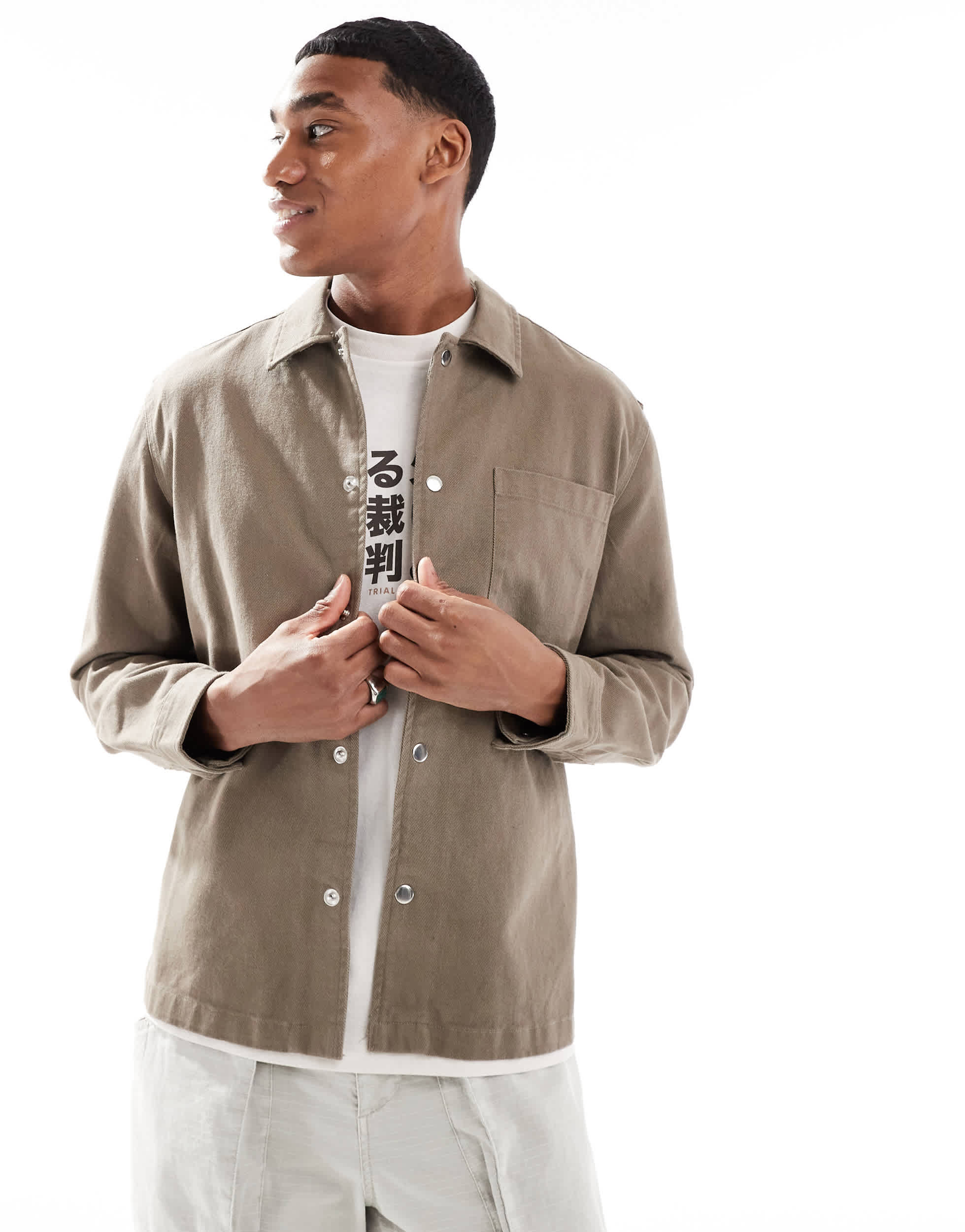 New Look twill overshirt in mink