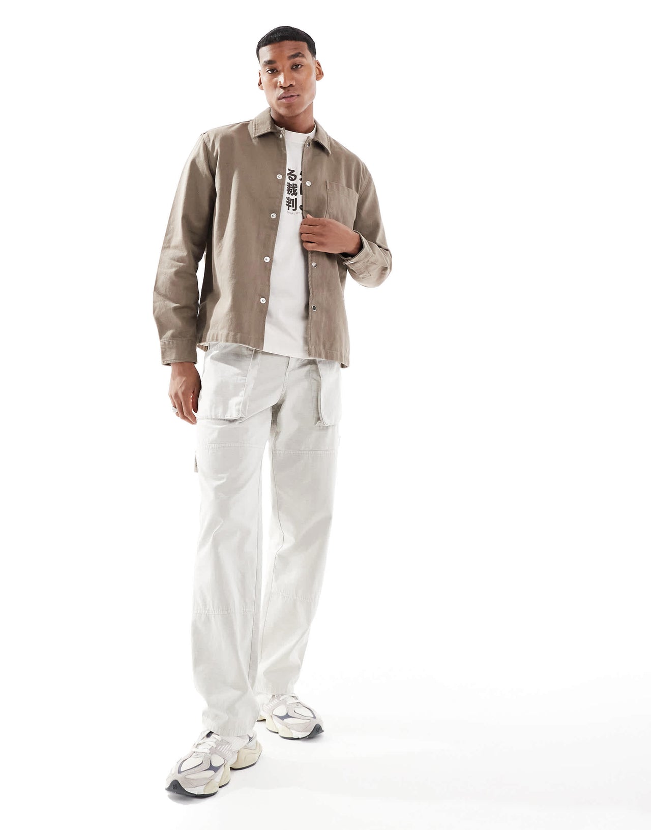 New Look twill overshirt in mink