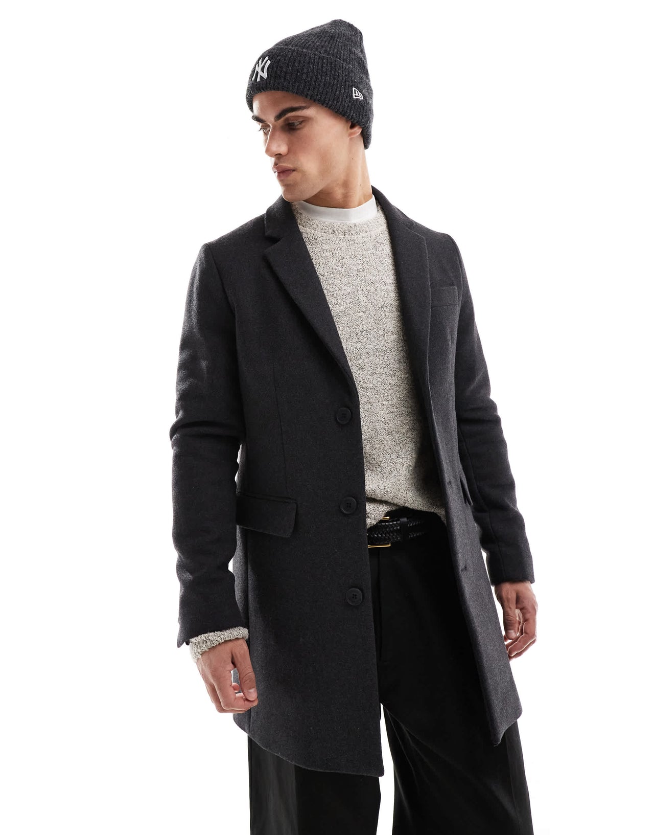 French Connection smart tailored coat in charcoal grey