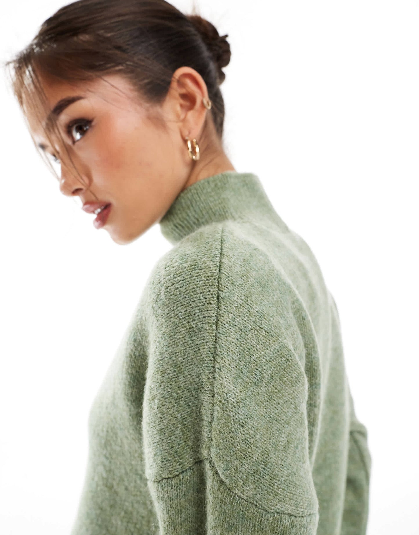ASOS DESIGN knitted gathered jumper in pistachio