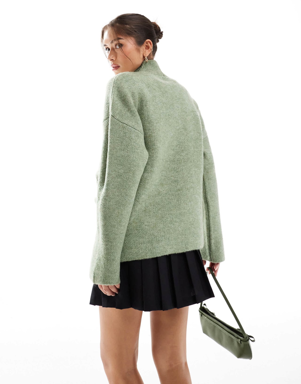 ASOS DESIGN knitted gathered jumper in pistachio