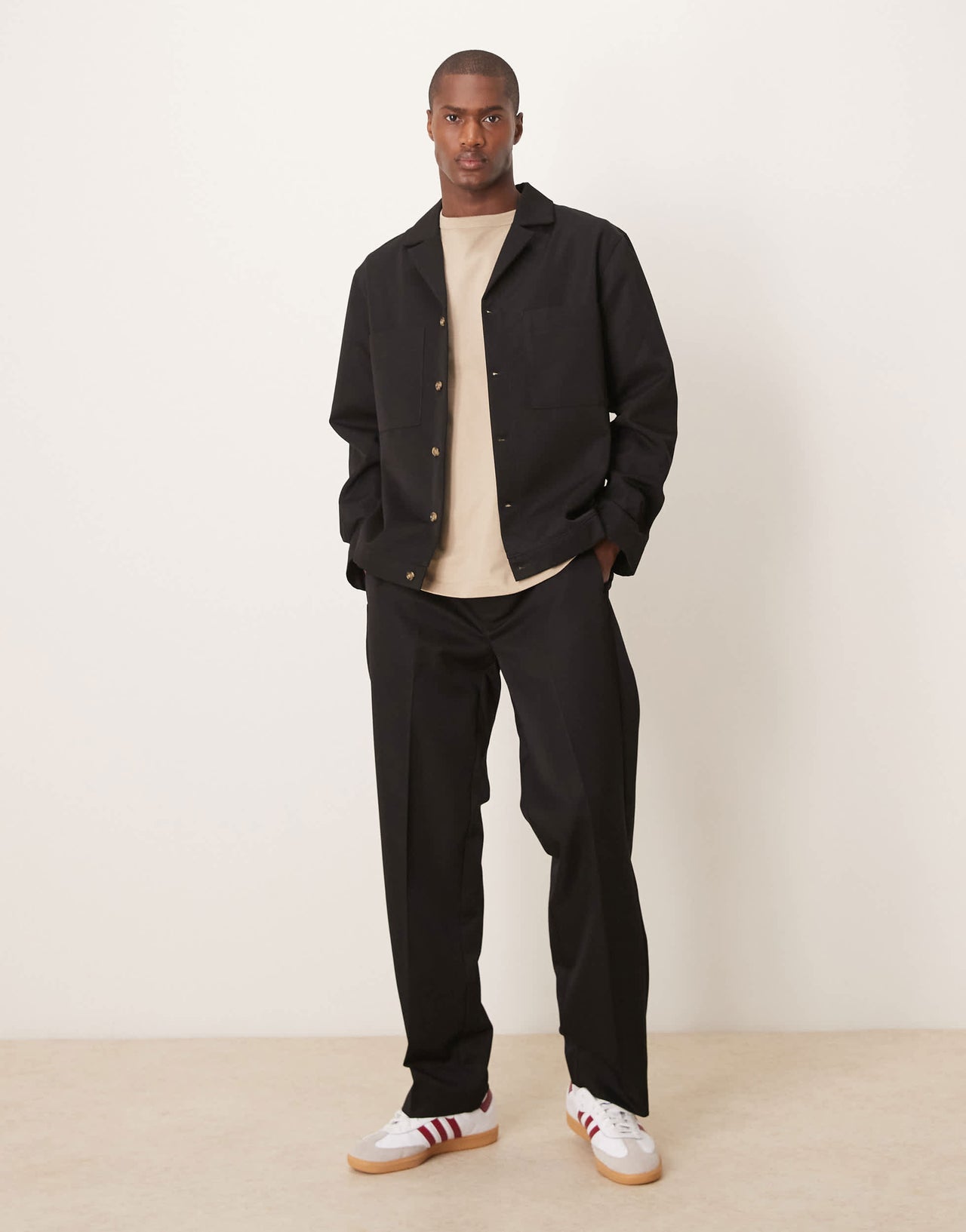 ASOS DESIGN smart co-ord revere shacket in black