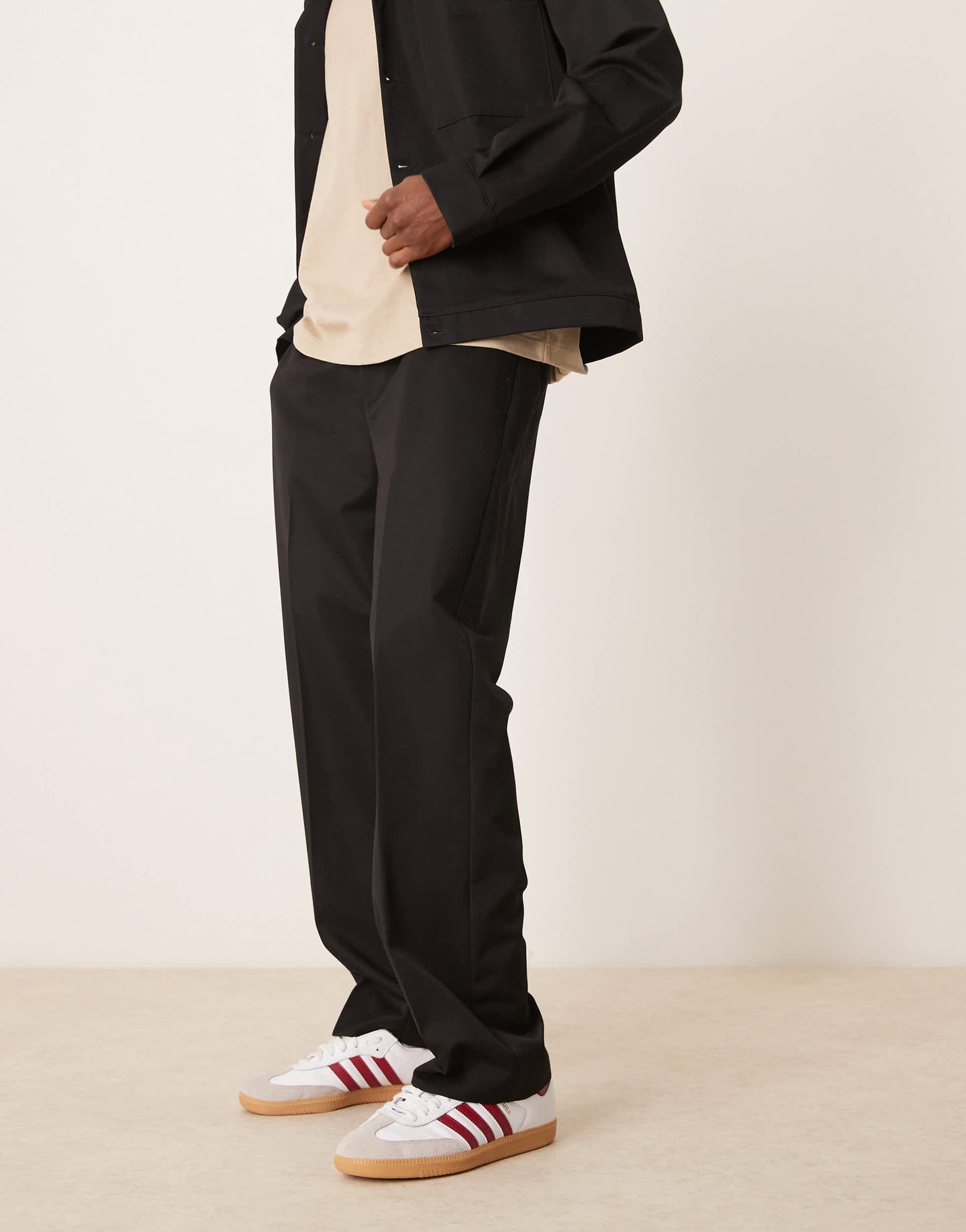ASOS DESIGN smart co-ord straight trousers in black with elasticated waist