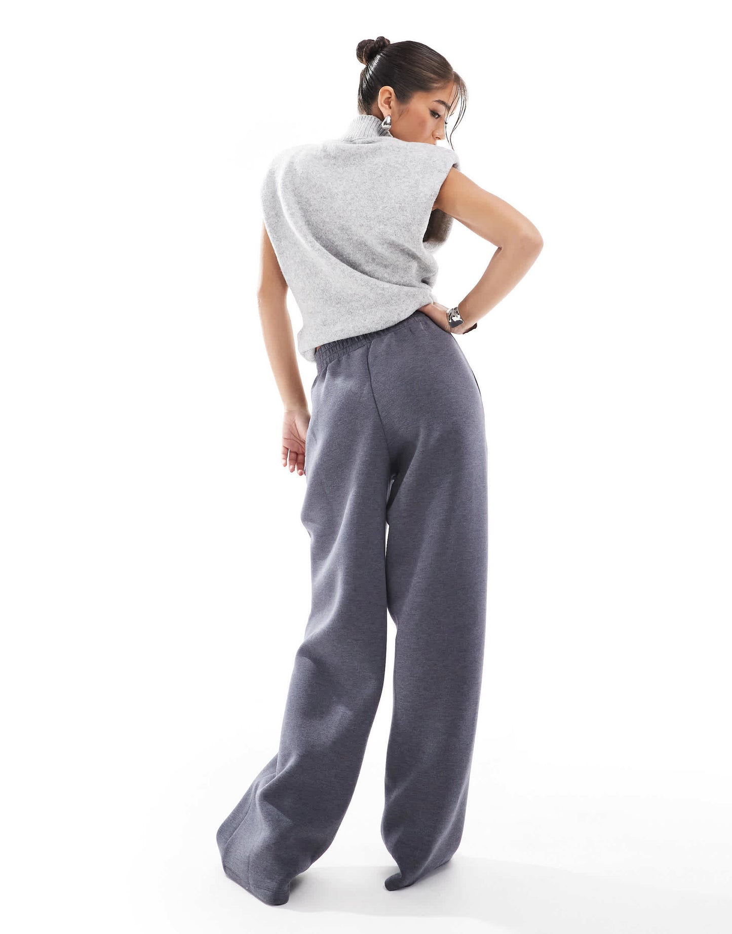 ASOS DESIGN scuba-style fabric tailored trouser in charcoal marl - CHARCOAL
