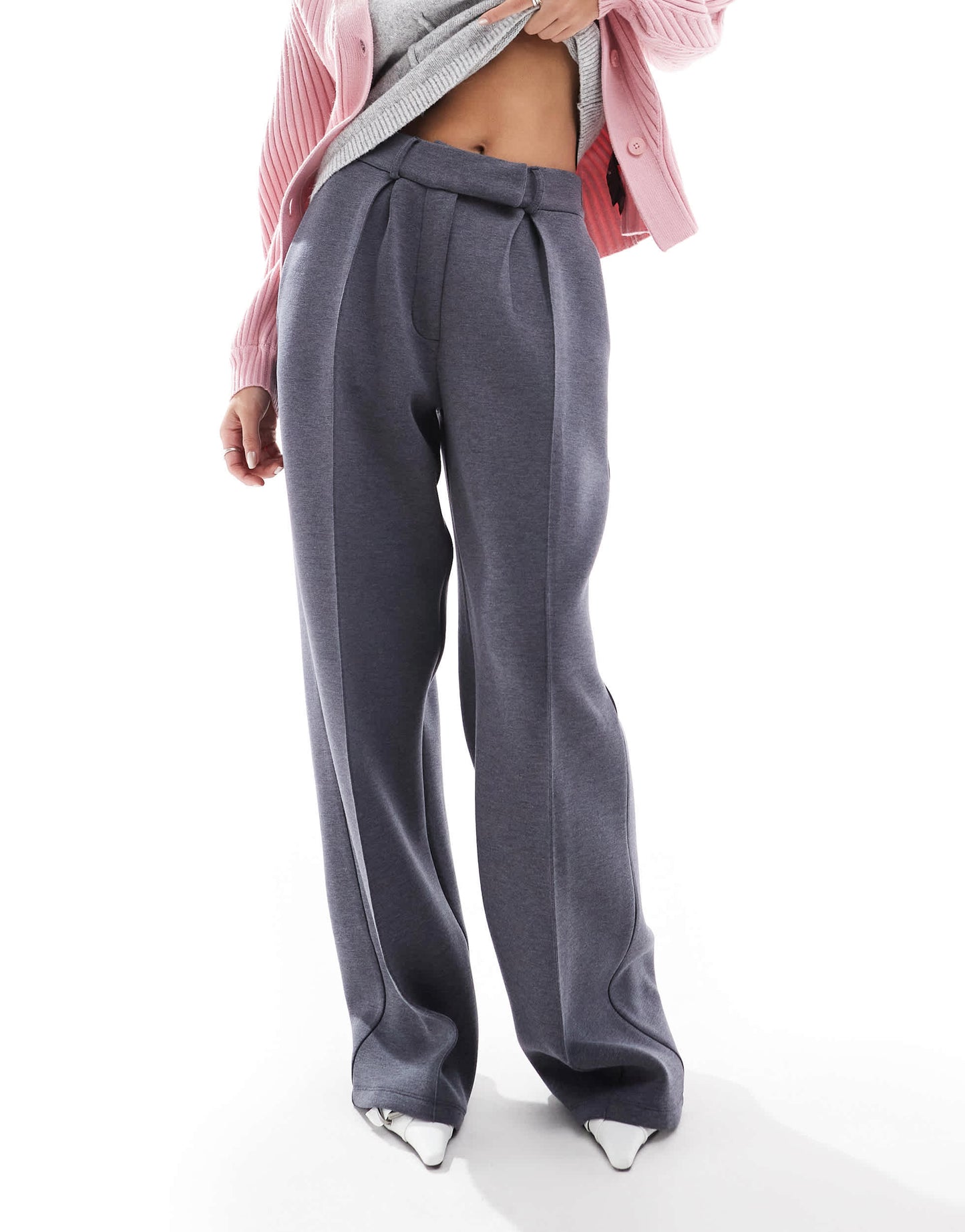ASOS DESIGN scuba-style fabric tailored trouser in charcoal marl - CHARCOAL
