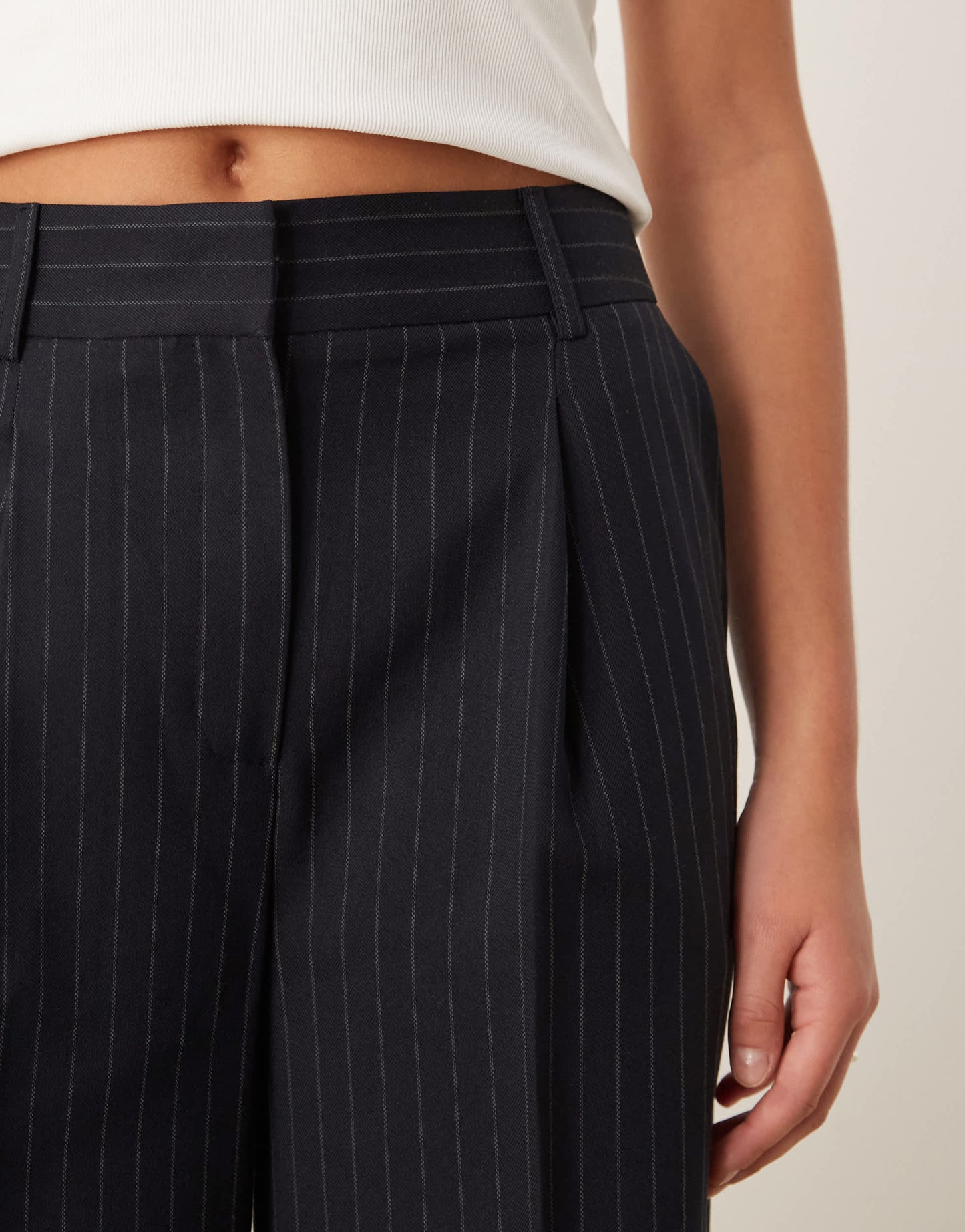 New Look wide leg pinstripe tailored trouser co-ord in navy