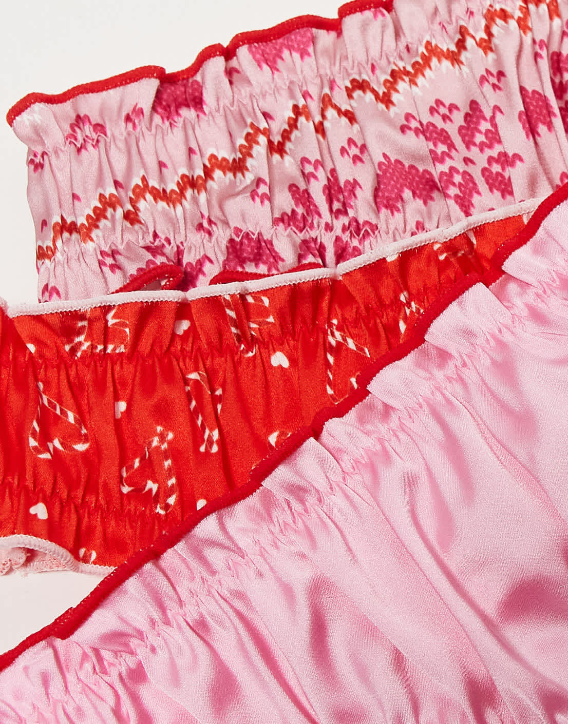 ASOS DESIGN 3 pack Christmas satin scrunch thongs in festive print