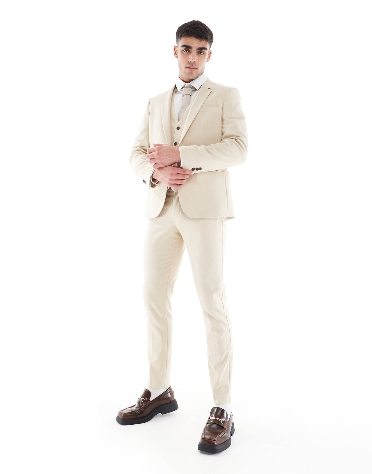 ASOS DESIGN skinny suit jacket in stone