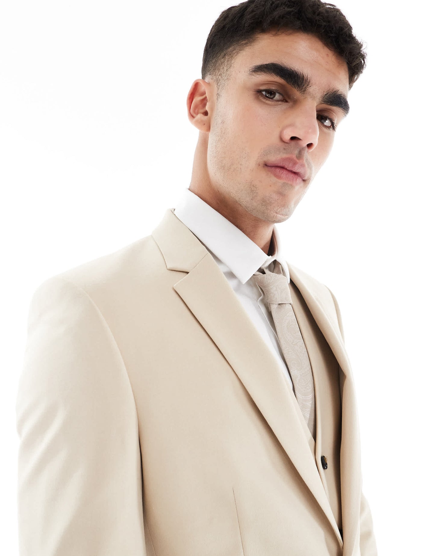 ASOS DESIGN skinny suit jacket in stone