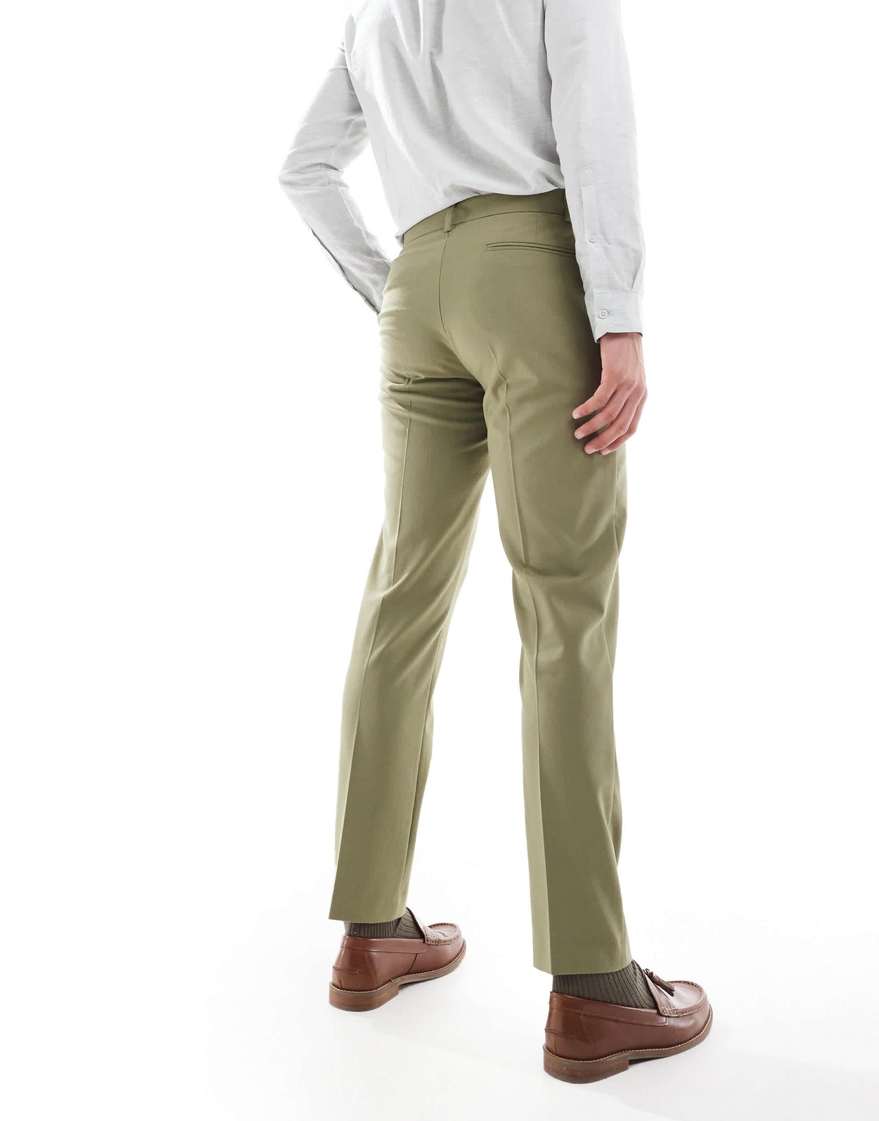 ASOS DESIGN slim suit trousers in olive green