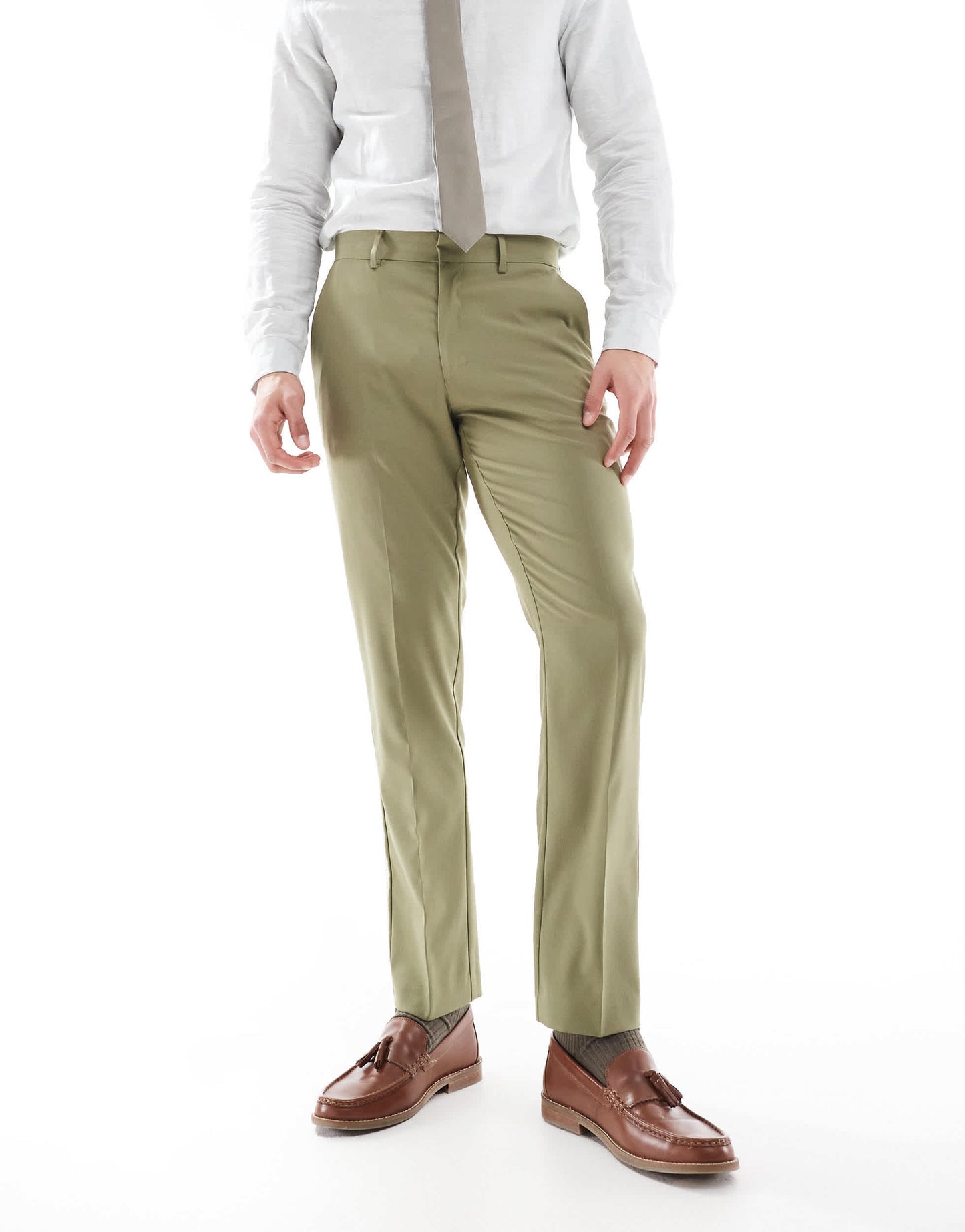 ASOS DESIGN slim suit trousers in olive green