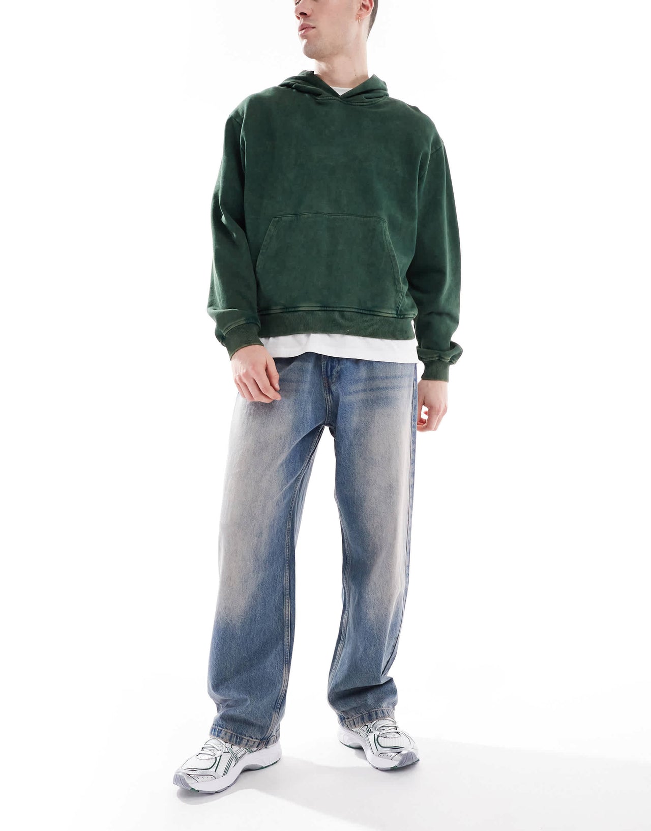 Bershka baggy fit jeans in washed blue