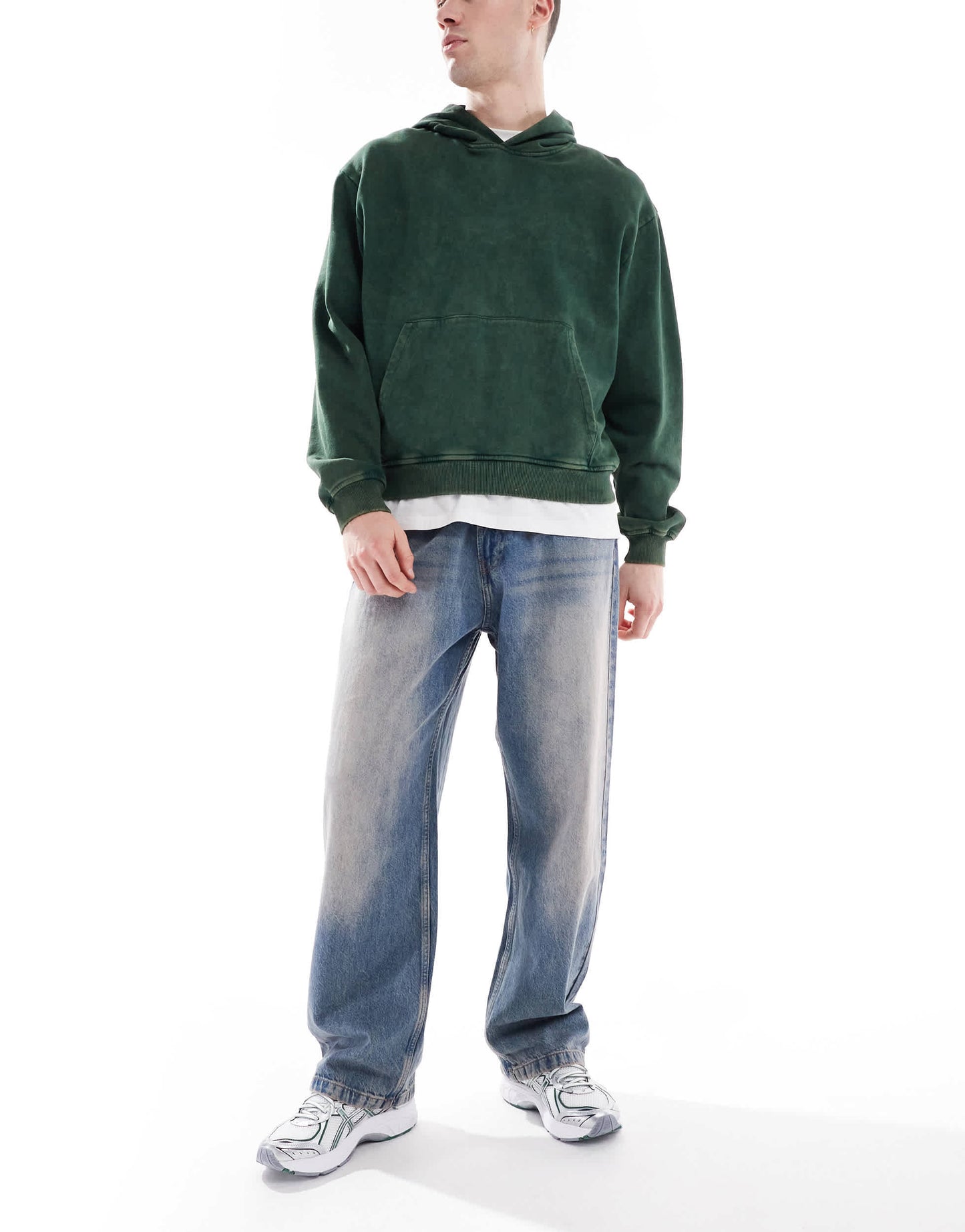 Bershka baggy fit jeans in washed blue